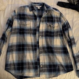 Old Navy Women's Checkered Button-Down Shirt in Blue and White